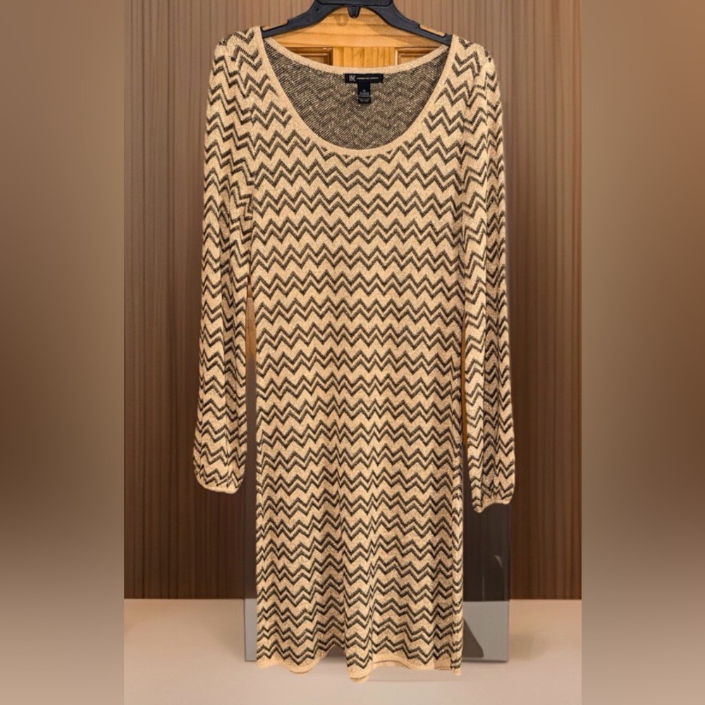 NWT INC International Concepts Apres Glam Sweater Dress w/Chevron Pattern-XL